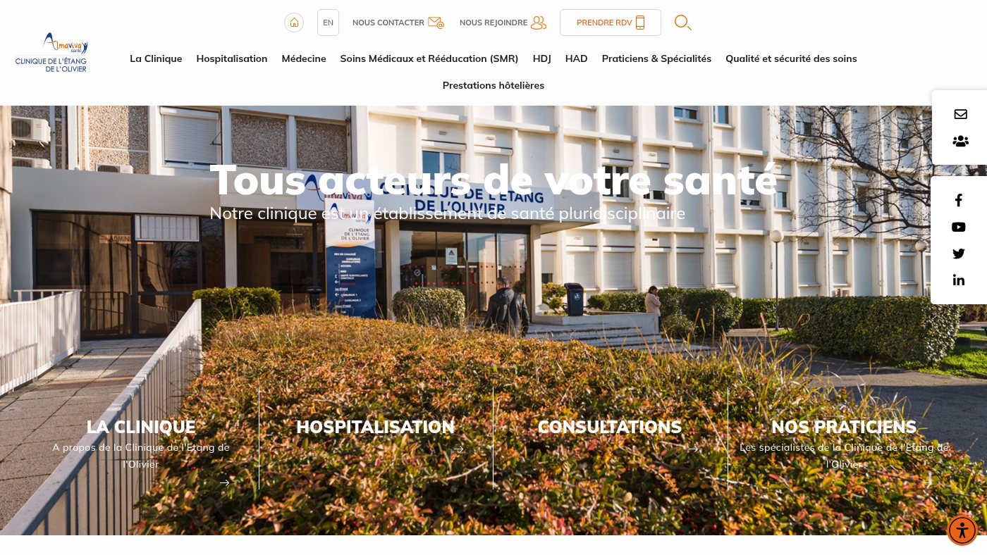 The home page of clinique-etang-olivier.fr