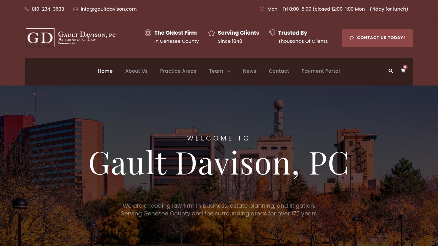 The home page of gaultdavison.com