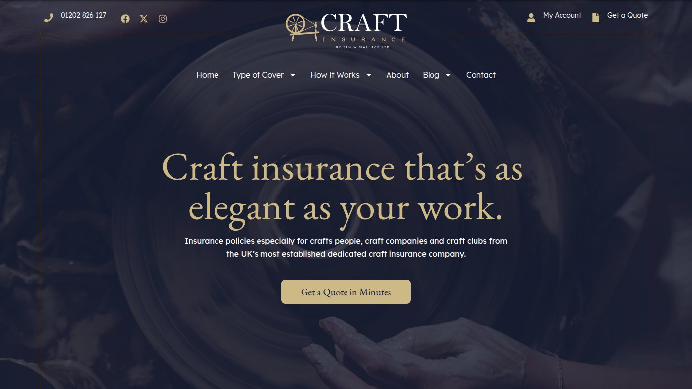 The home page of craftinsurance.co.uk