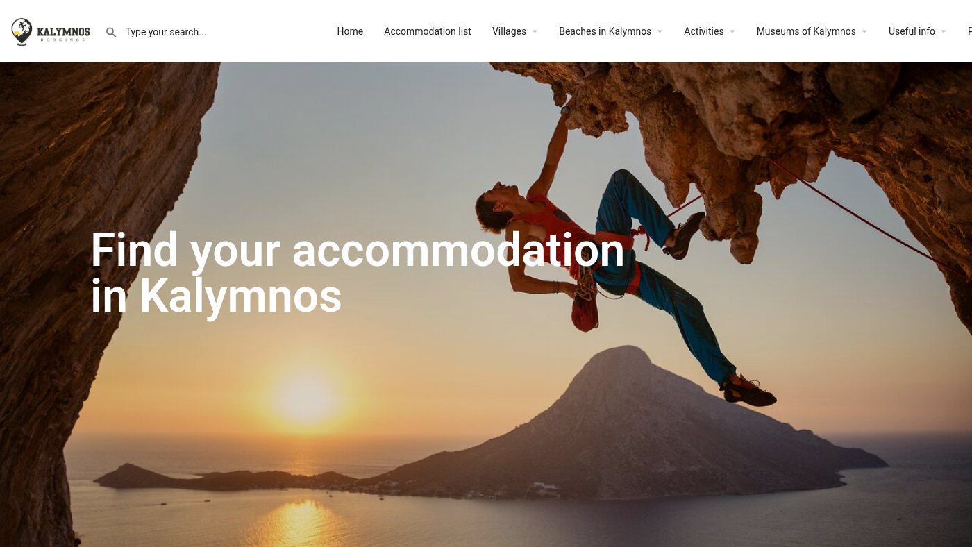The home page of kalymnos-bookings.gr