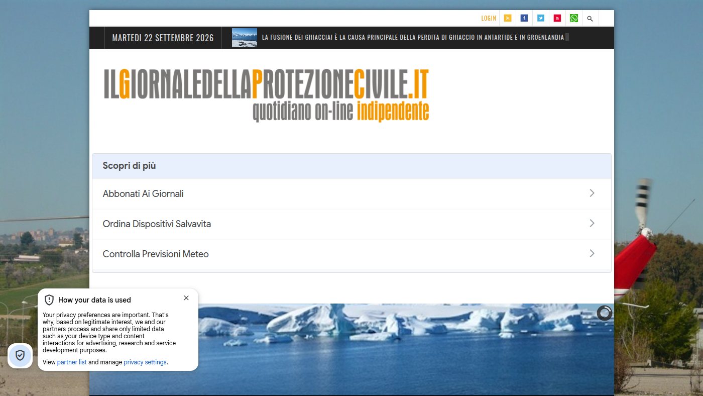 The home page of ilgiornaledellaprotezionecivile.it