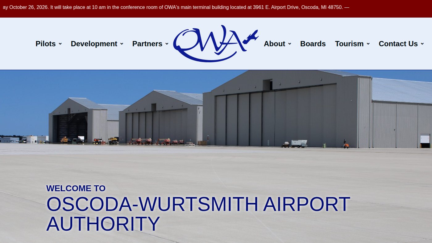 The home page of oscairport.com