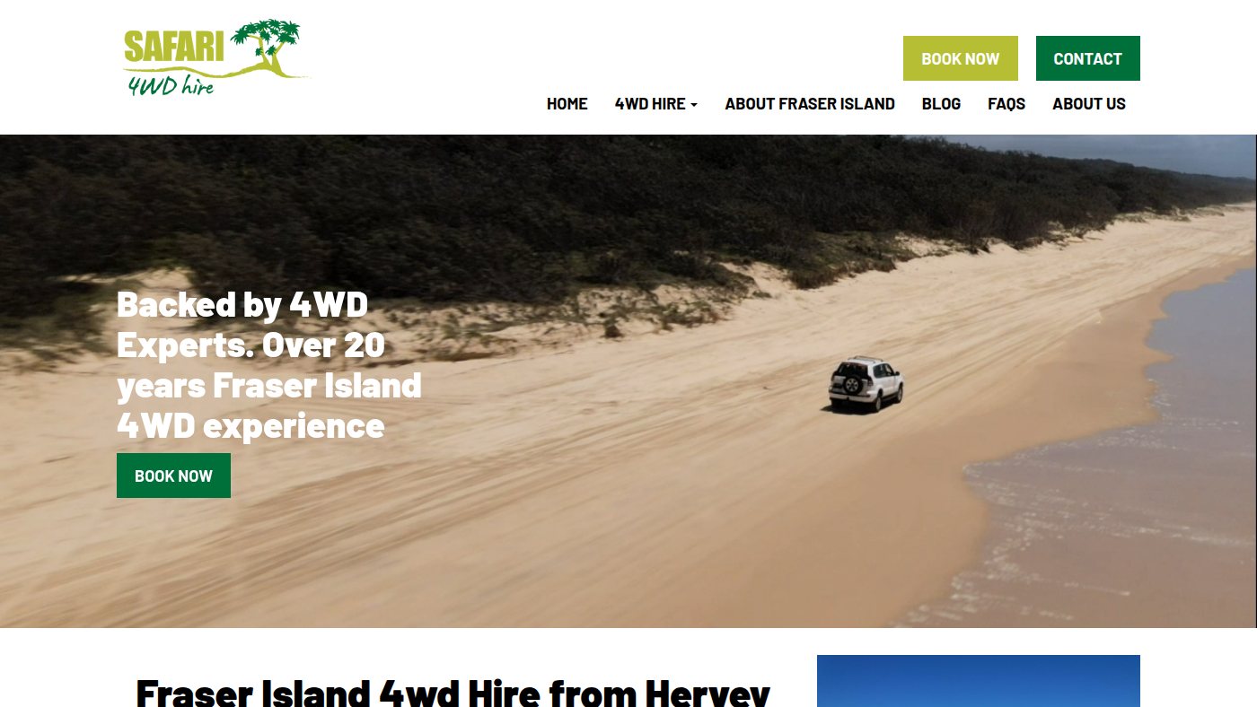 The home page of safari4wdhire.com.au