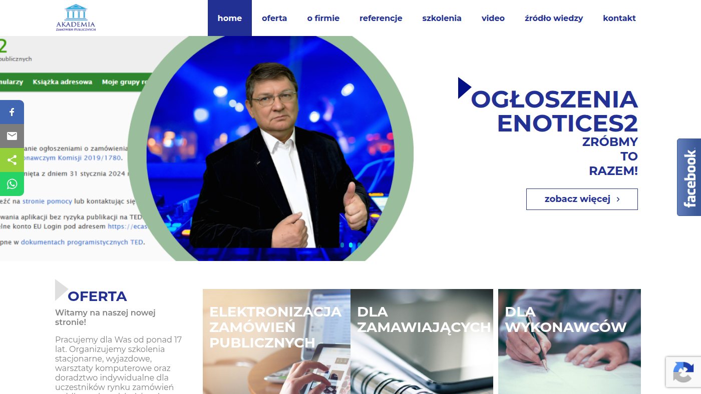 The home page of akademiazamowien.pl