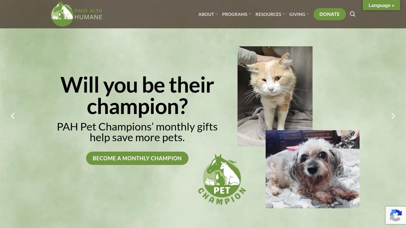 The home page of paloaltohumane.org