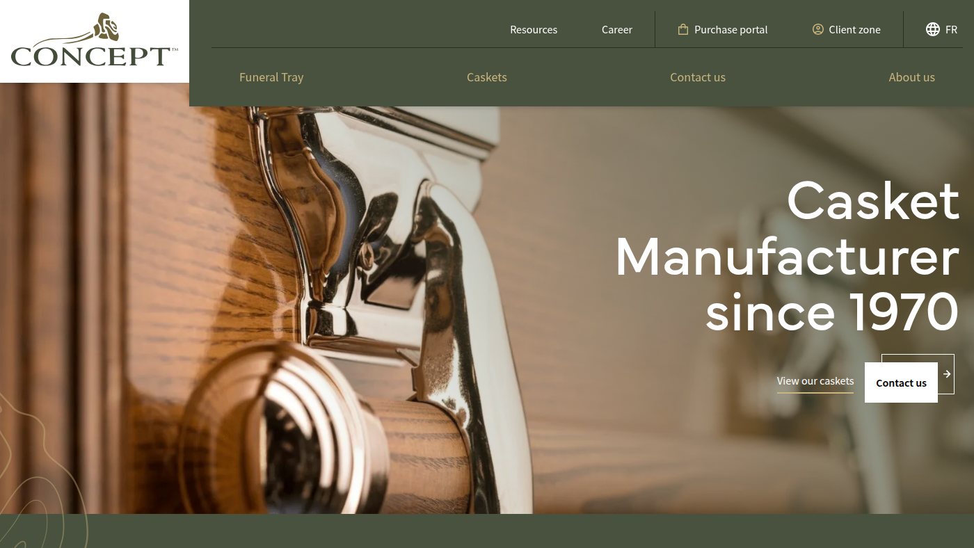 The home page of conceptcaskets.com