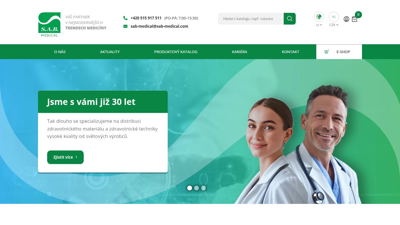 The home page of sab-medical.com