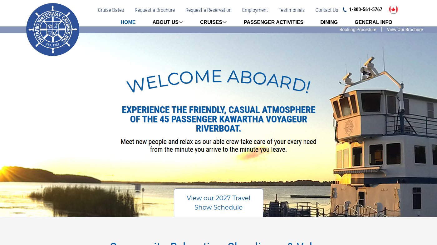 The home page of ontariowaterwaycruises.com