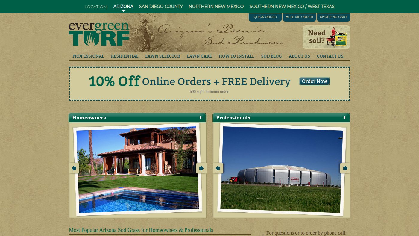 The home page of evergreenturf.com