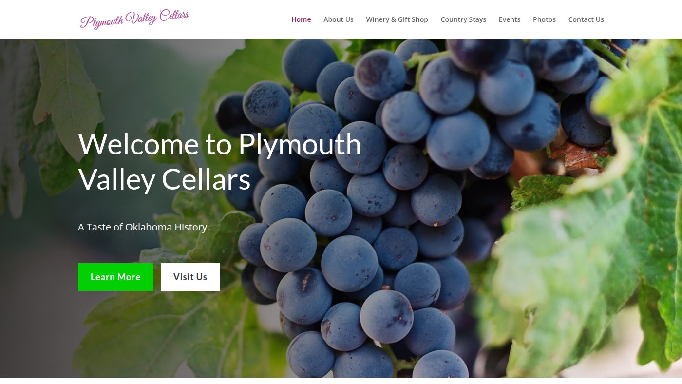 The home page of plymouthvalleycellars.com