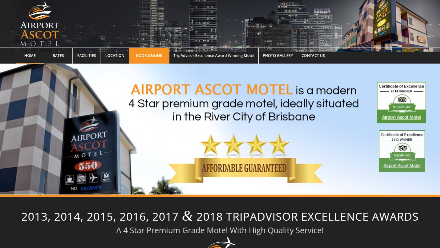 The home page of airportascotmotel.com.au