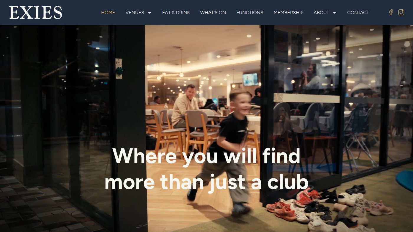 The home page of exies.com.au