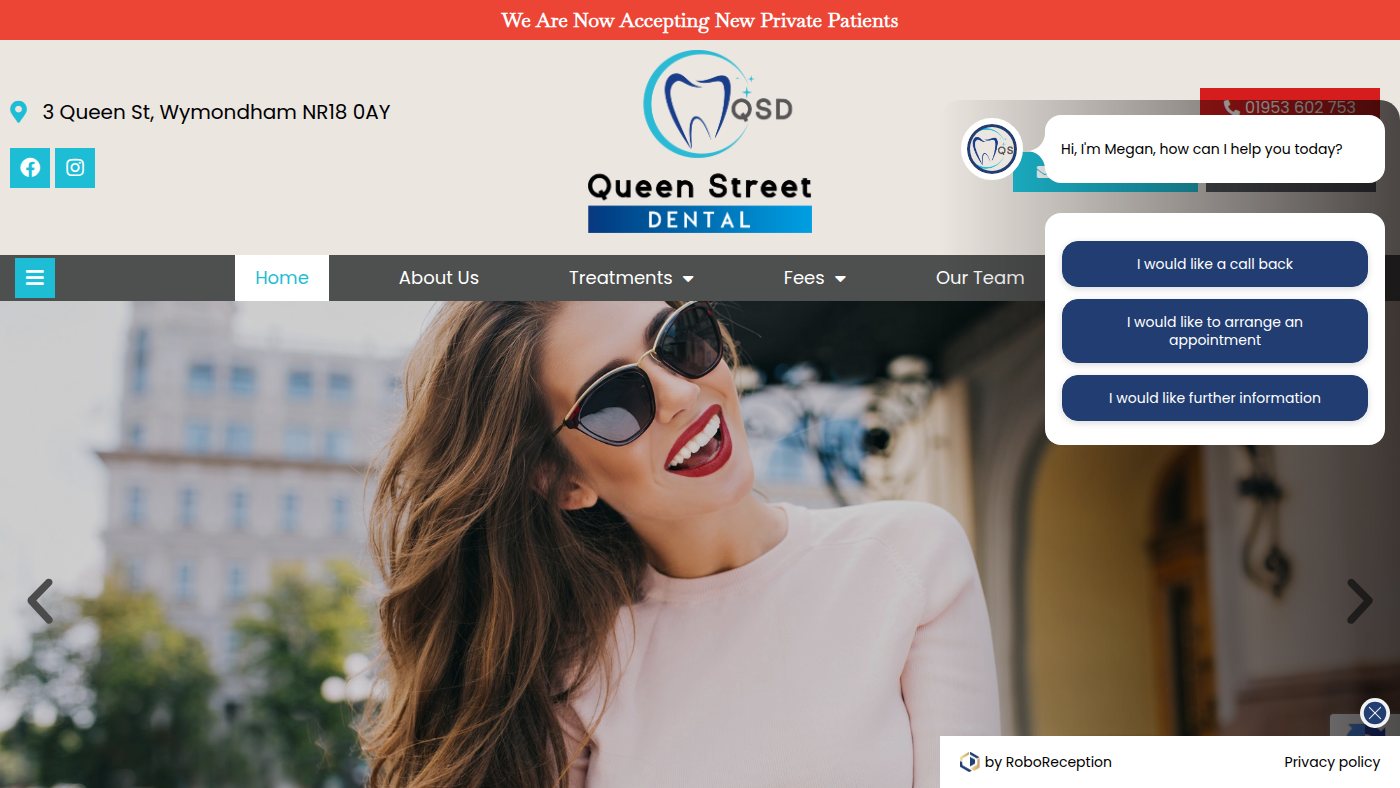 The home page of queenstreetdentalsurgery.co.uk