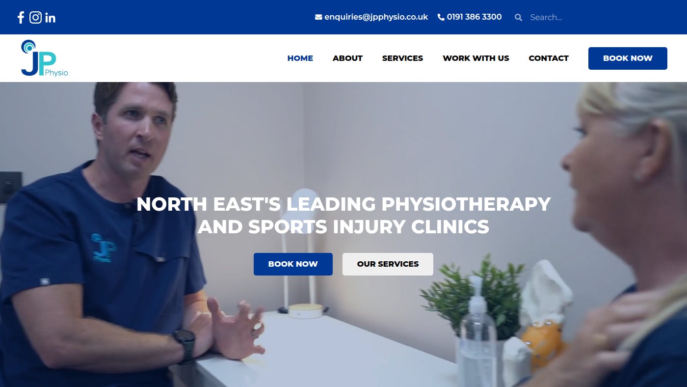 The home page of jpphysio.co.uk