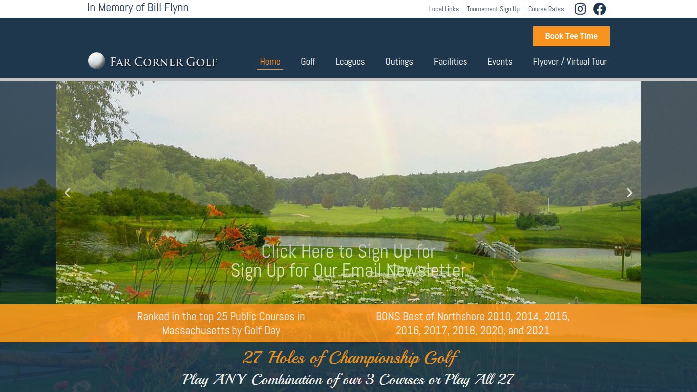 The home page of farcornergolf.com
