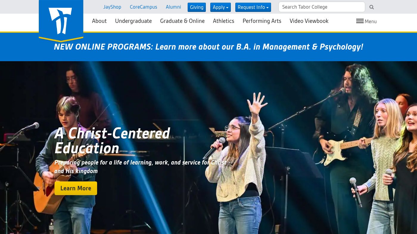The home page of tabor.edu