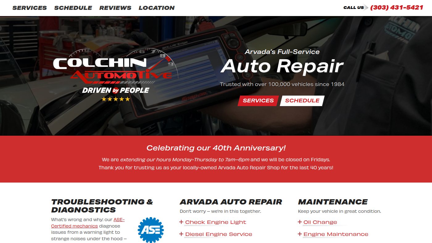 The home page of colchinautomotive.com