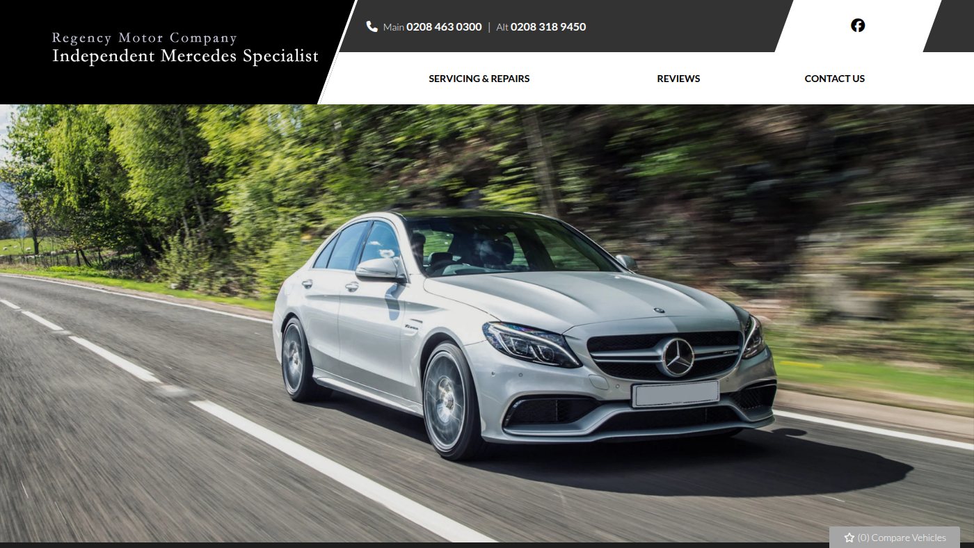 The home page of regencymotors.co.uk