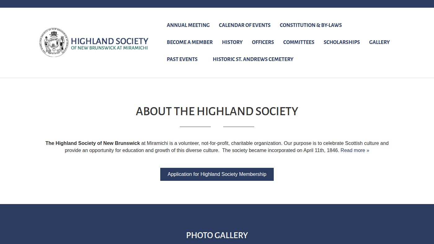 The home page of highlandsociety.com