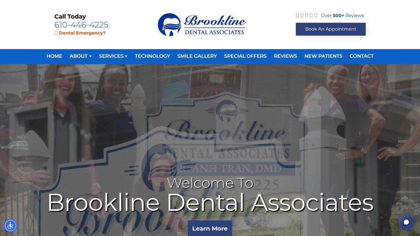 The home page of brooklinedentalpa.com