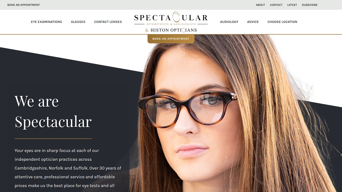 The home page of spectacularopticians.co.uk