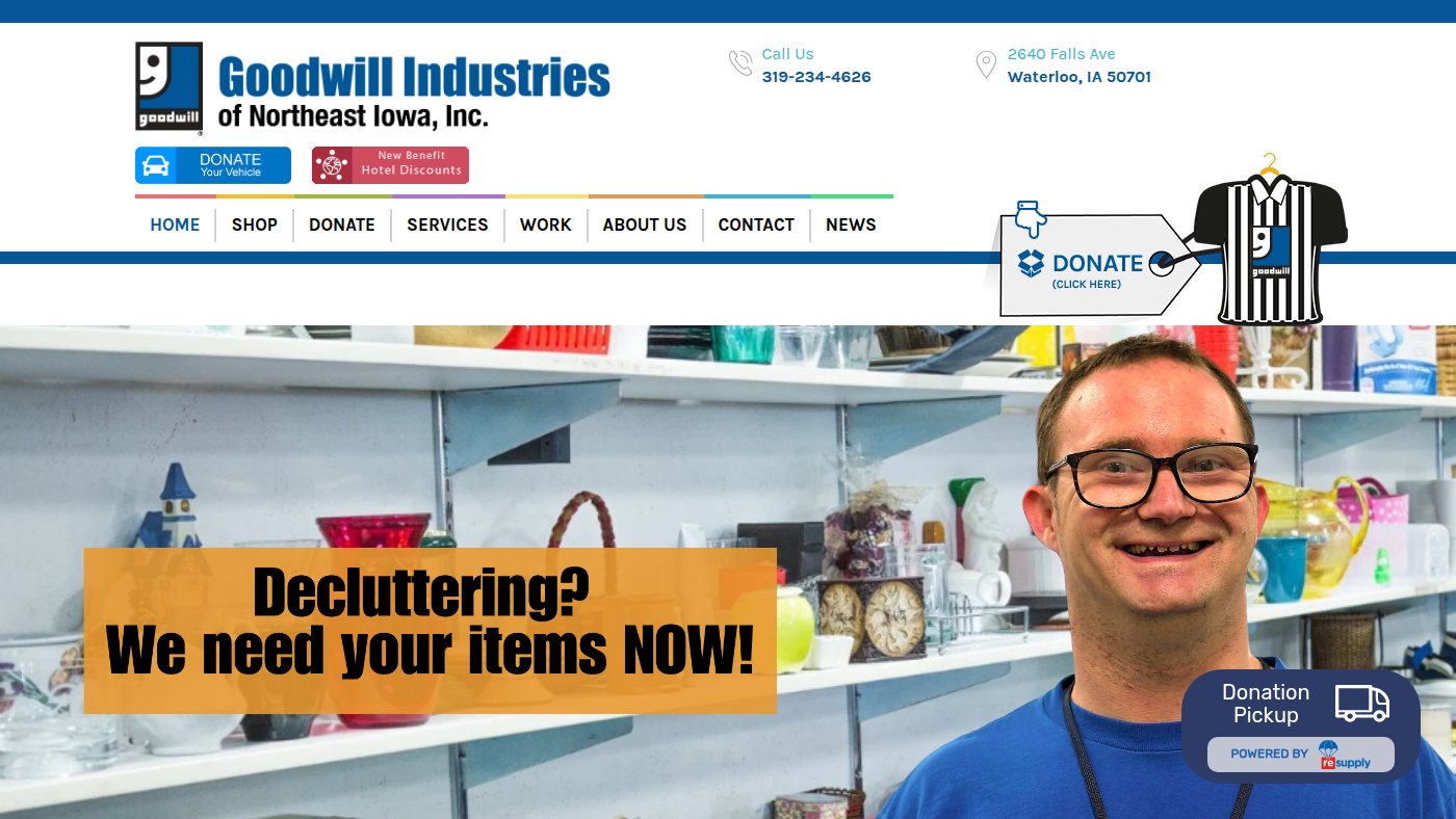 The home page of visitgoodwill.com