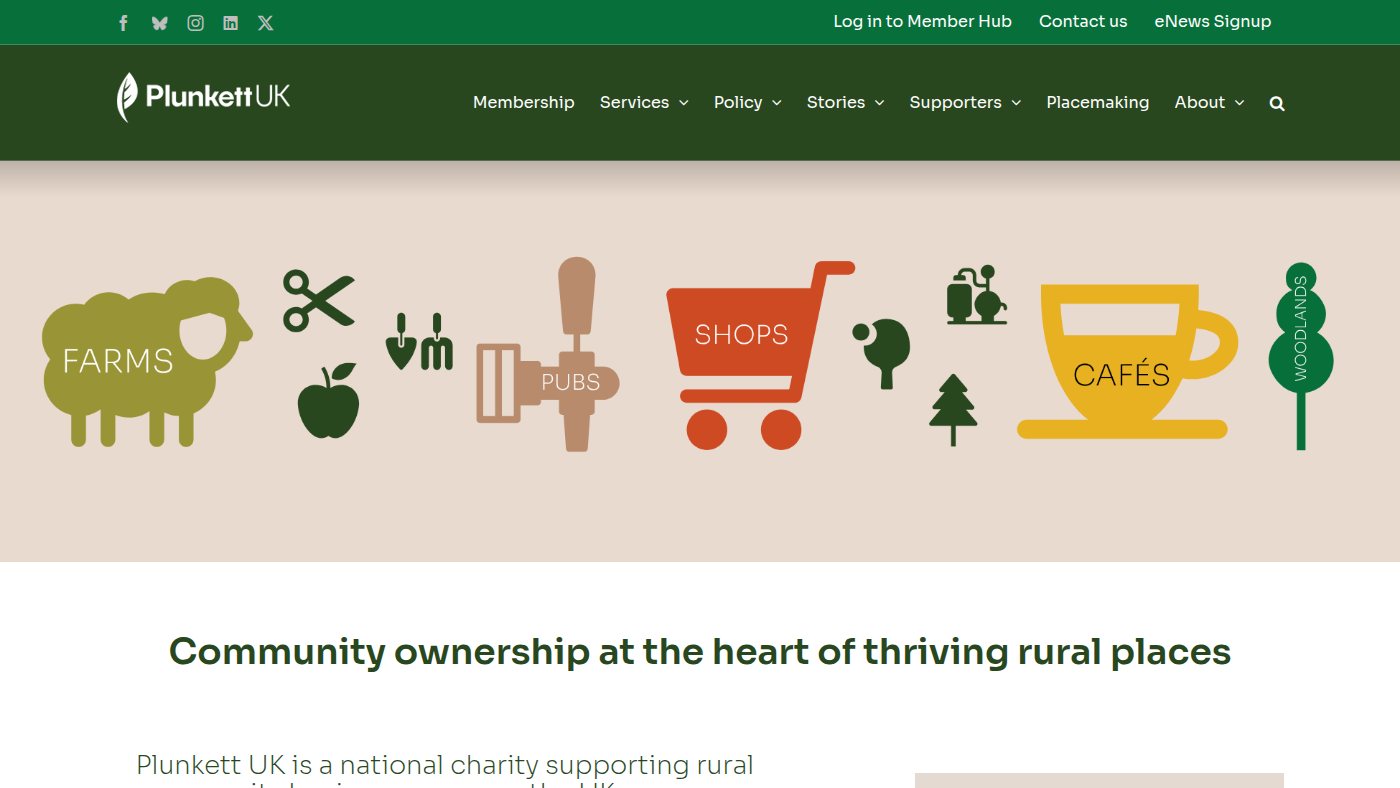 The home page of plunkett.co.uk
