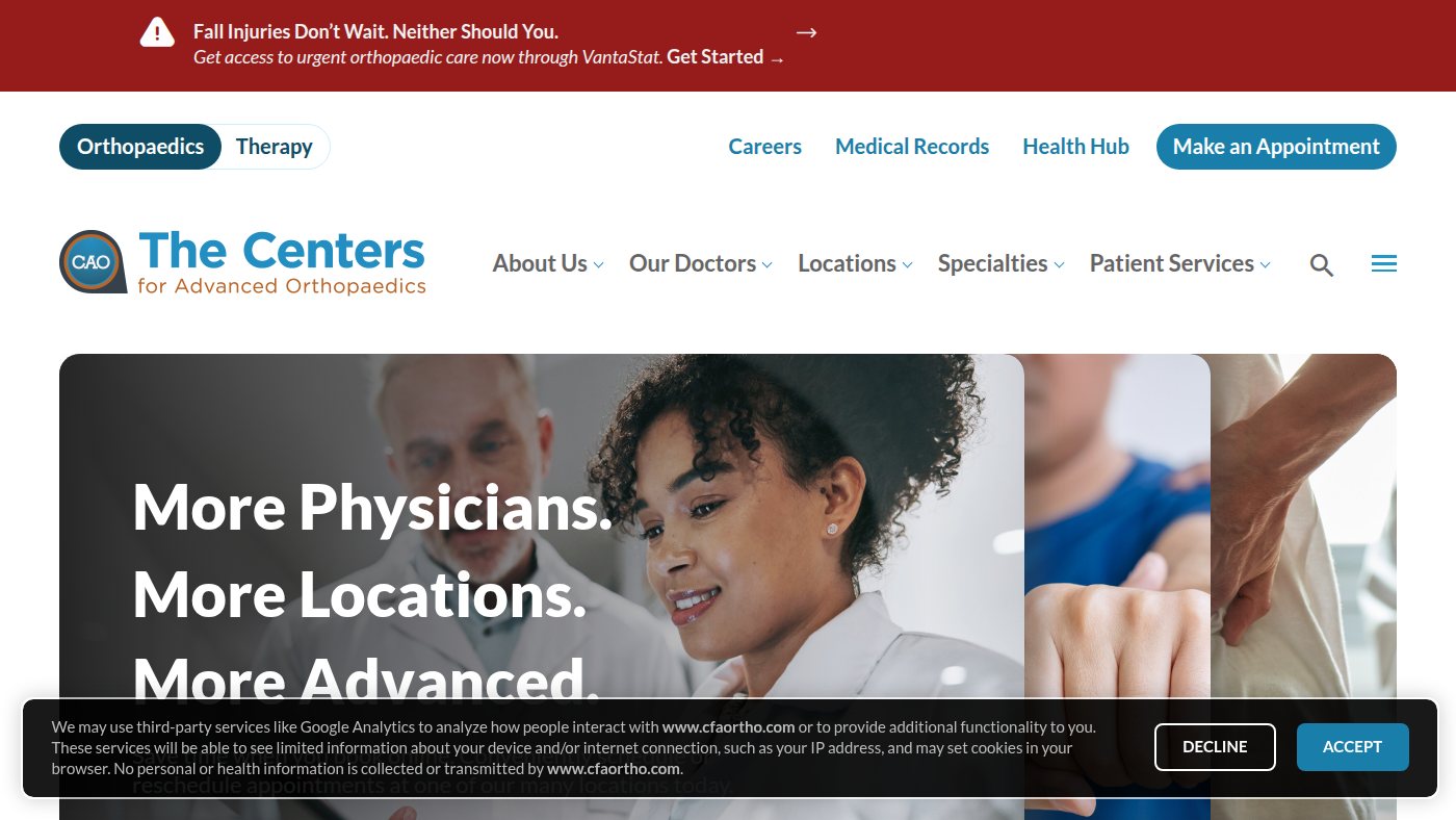 The home page of cfaortho.com
