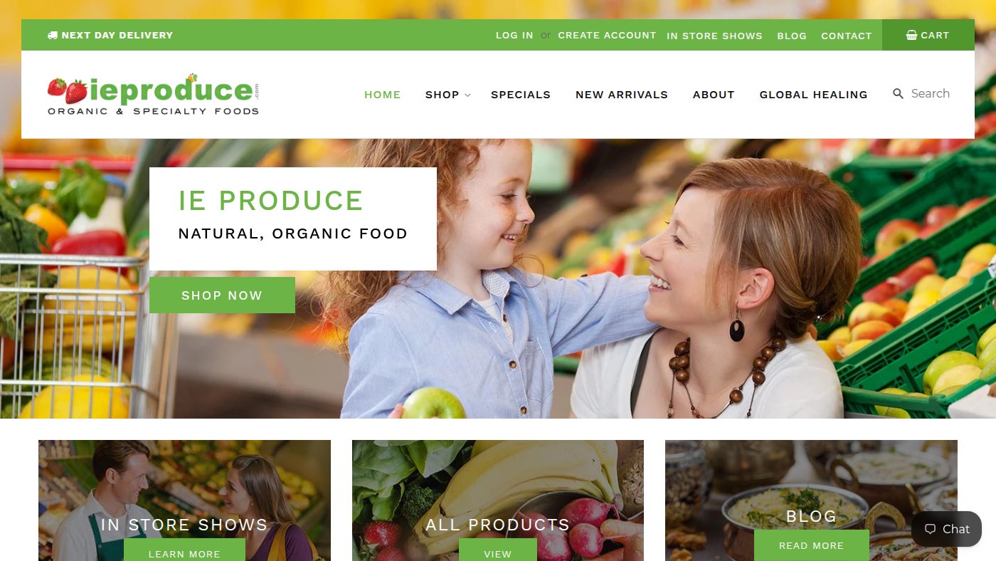 The home page of ieproduce.com