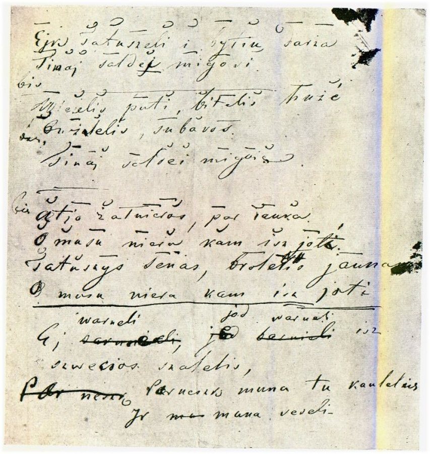Tre canti popolari trascritti da Mickiewicz in lituano