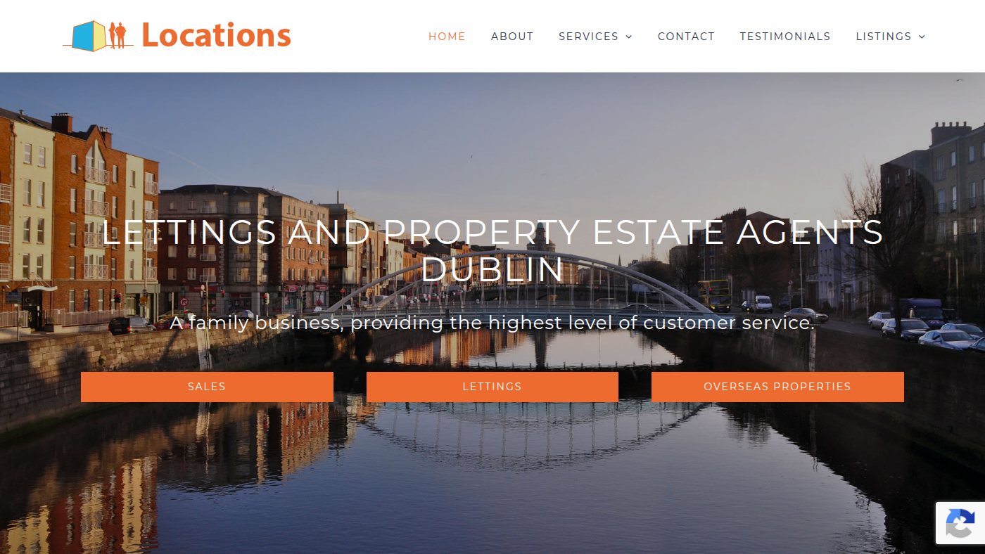 The home page of locations.ie