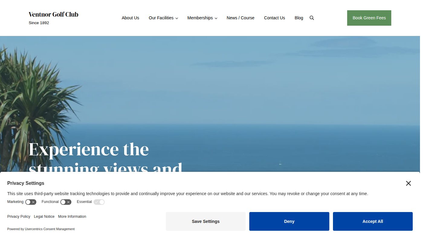 The home page of ventnorgolfclub.co.uk
