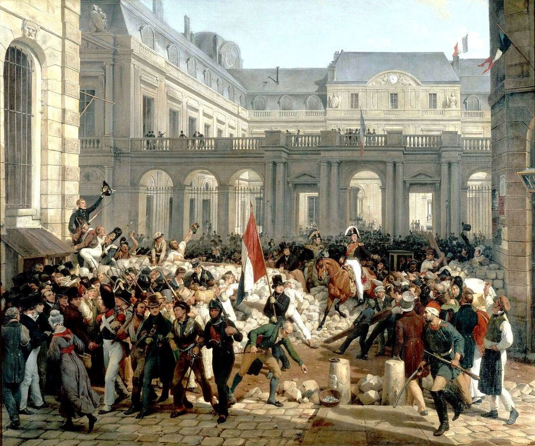 Ludwik, książę Orleanu, opuszczający Pałac Królewski, obraz Horace’a Verneta przedstawiający Filipa d’Orléans udającego się do ratusza 31 lipca 1830 roku, dwa dni po rewolucji lipcowej