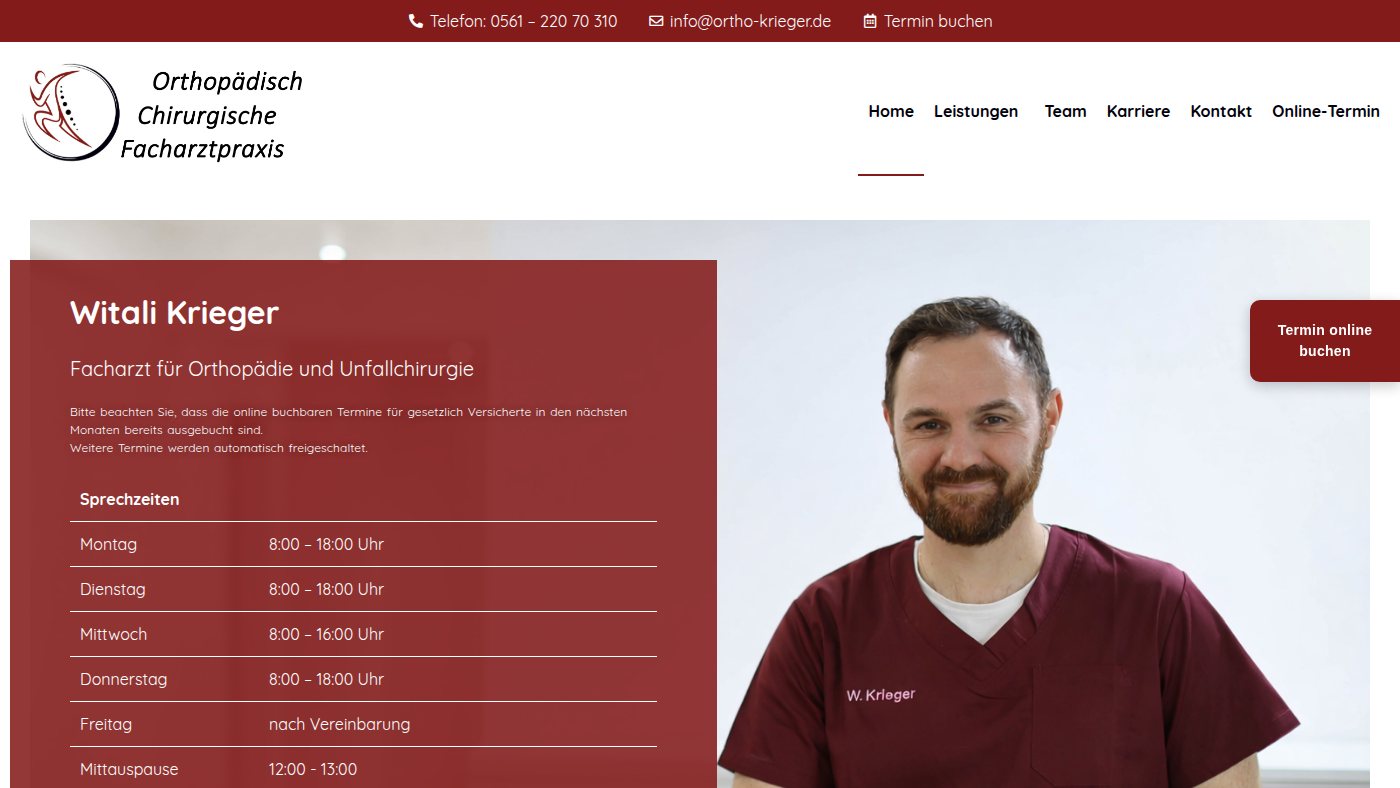 The home page of ortho-krieger.de