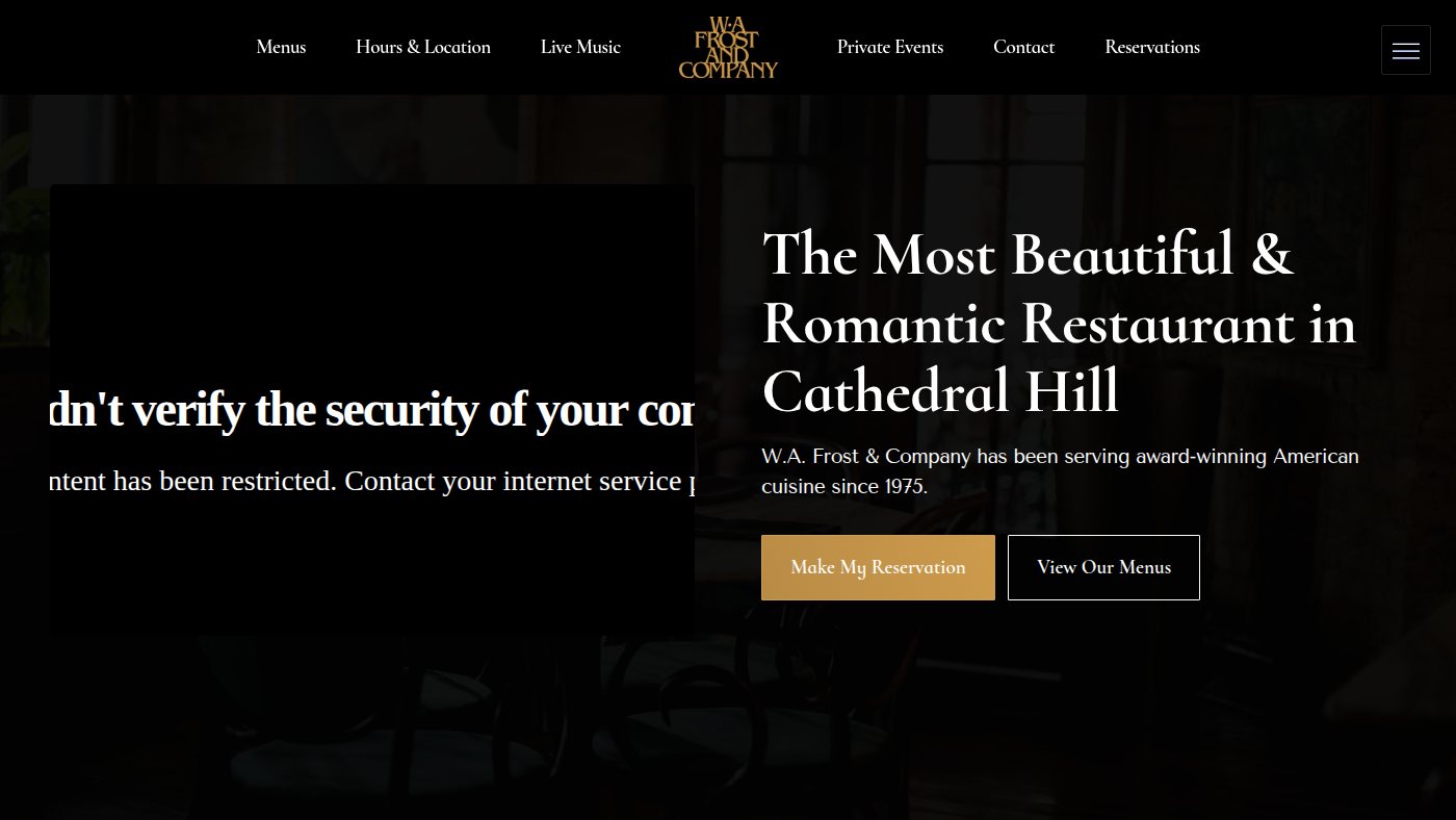 The home page of wafrost.com