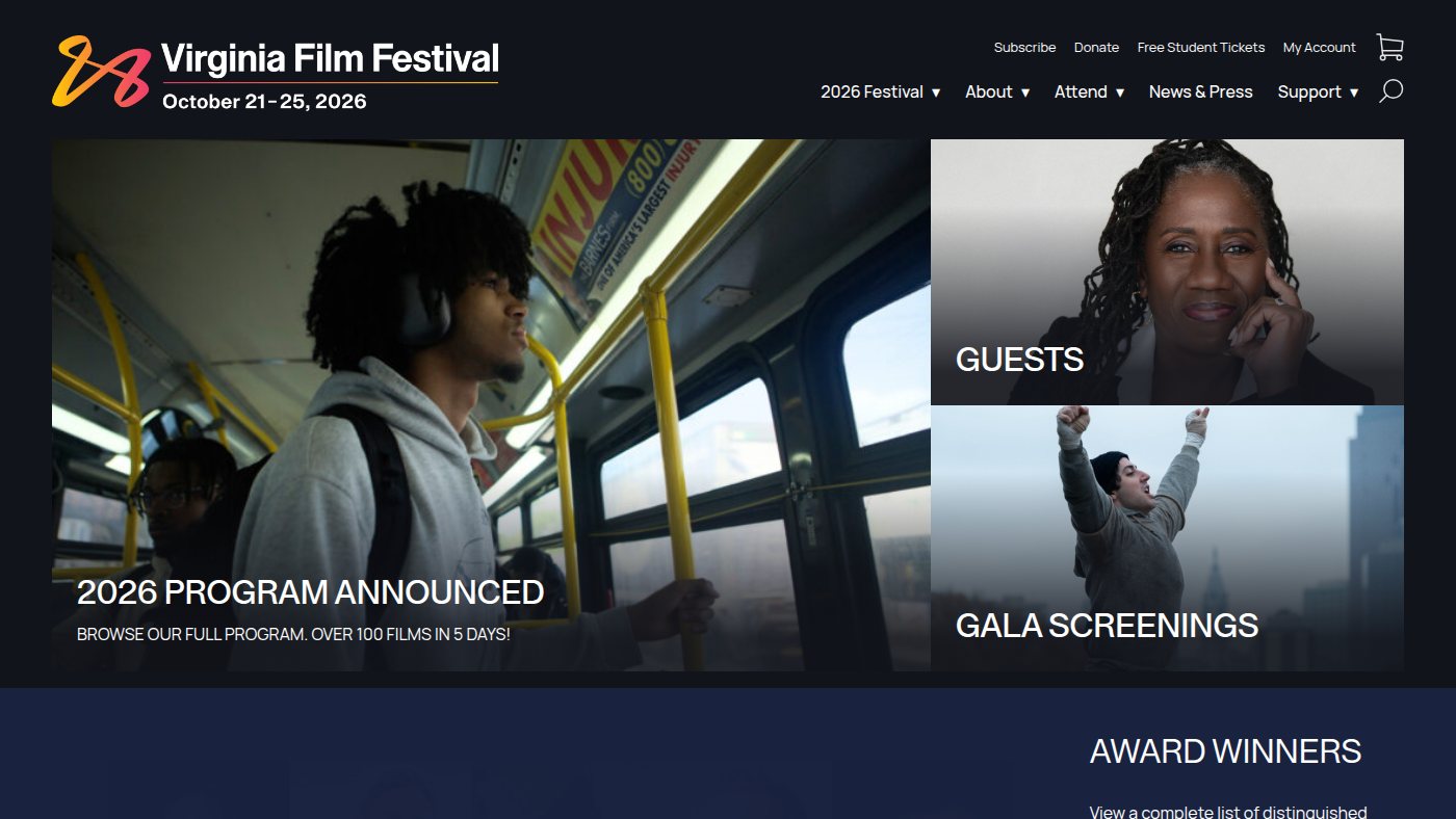 The home page of virginiafilmfestival.org