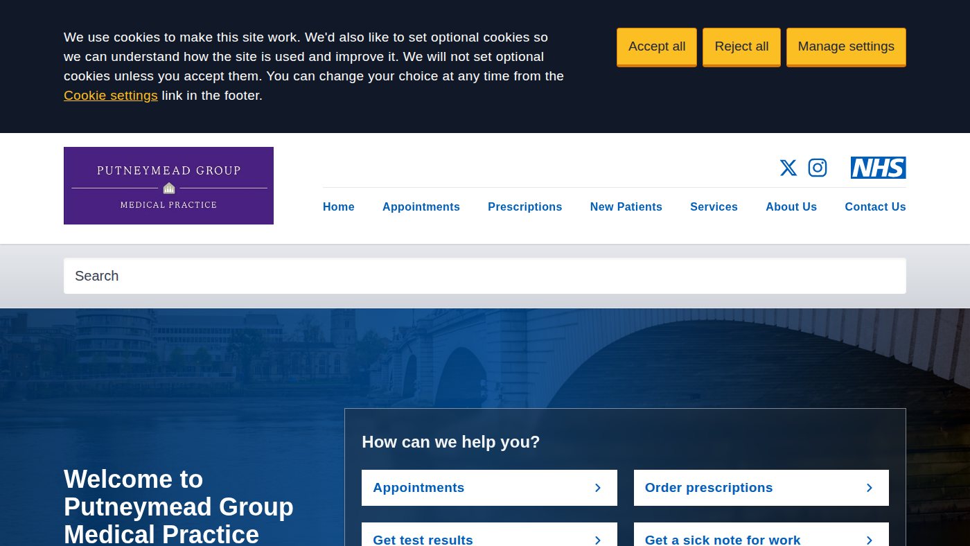 The home page of putneymead.co.uk