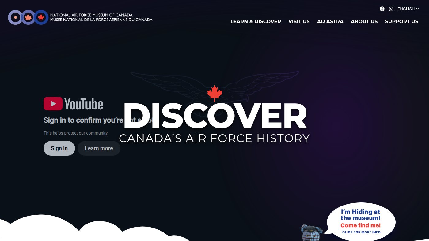 The home page of airforcemuseum.ca