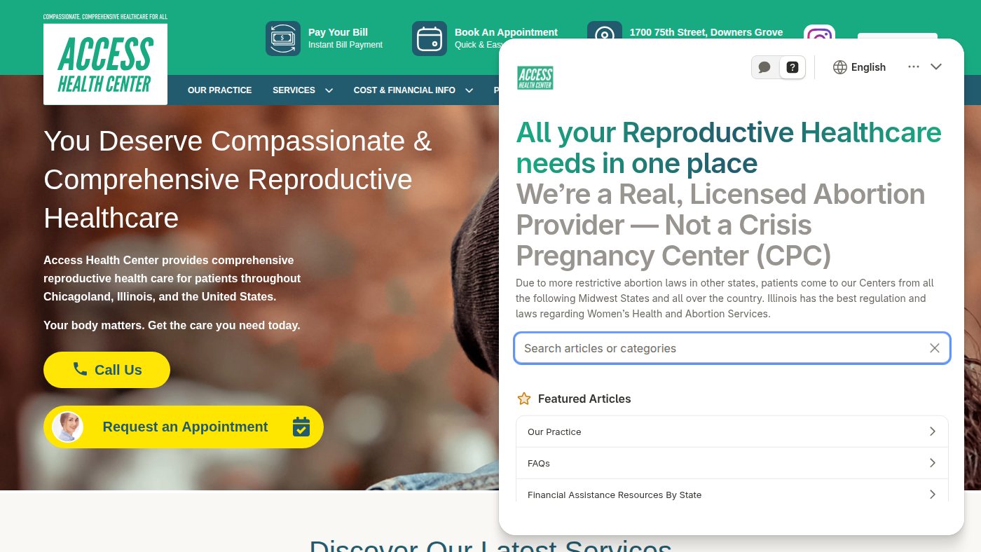 The home page of accesshealthcenter.net