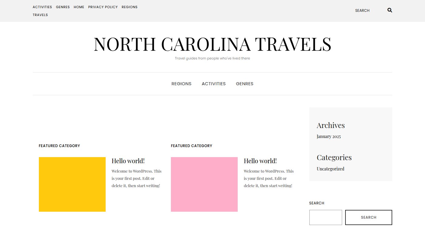 The home page of northcarolinatravels.com