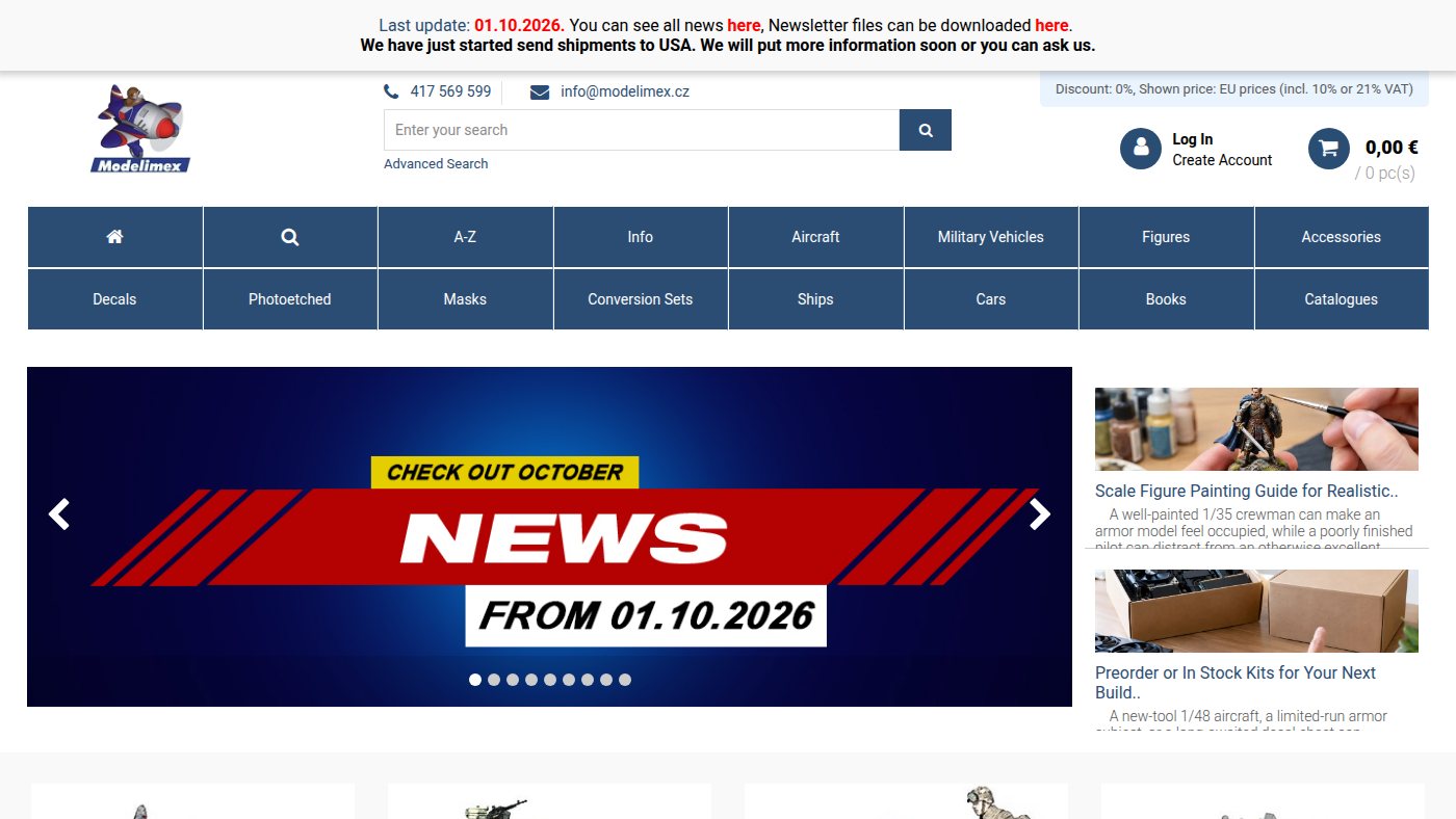 The home page of modelimex.com