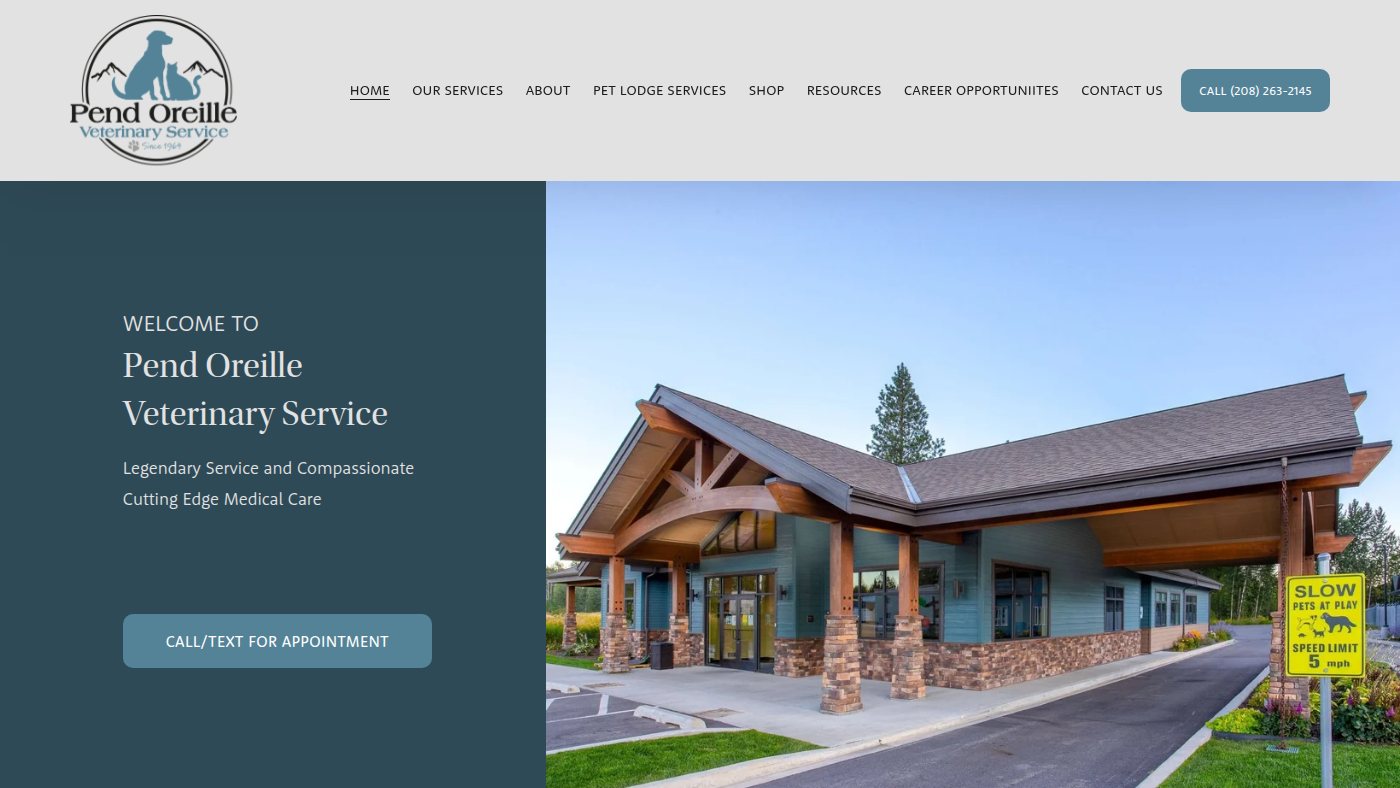 The home page of sandpointvets.com