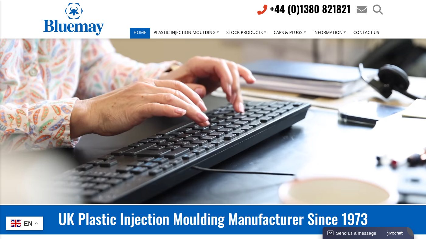 The home page of bluemay.co.uk