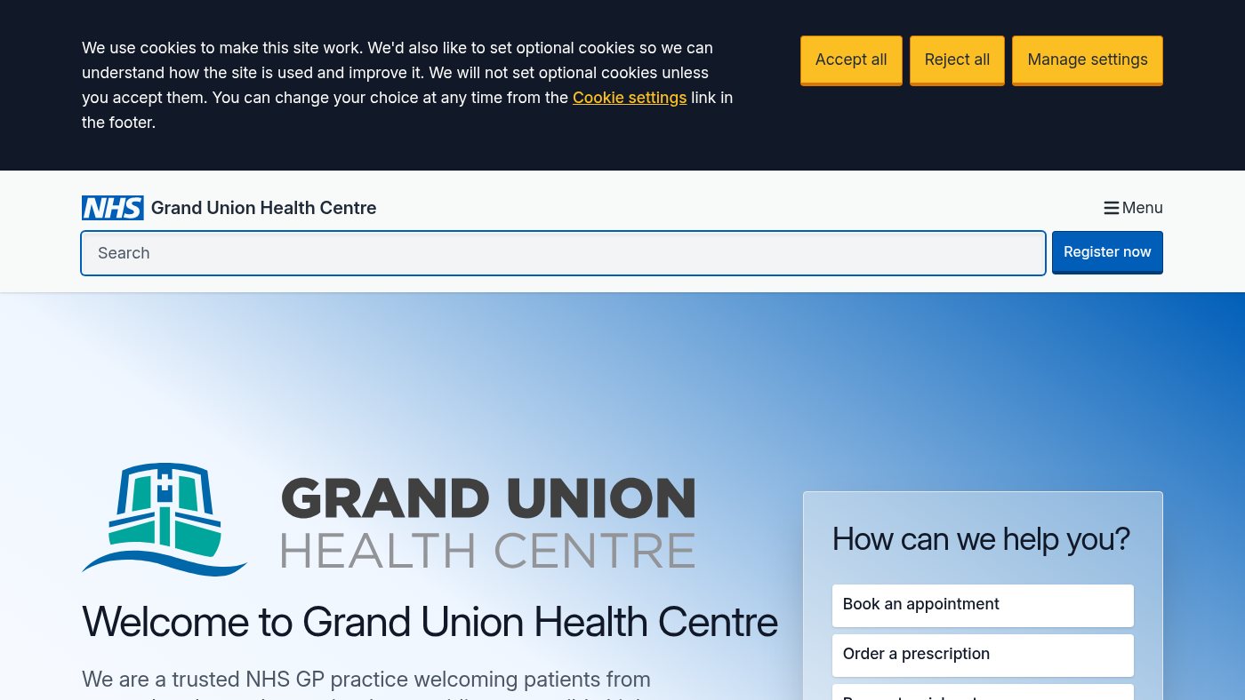 The home page of grandunionhealthcentre.co.uk