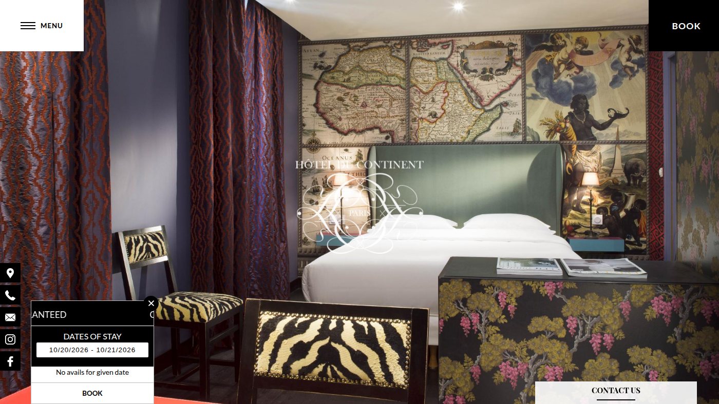 The home page of hotelcontinent.com