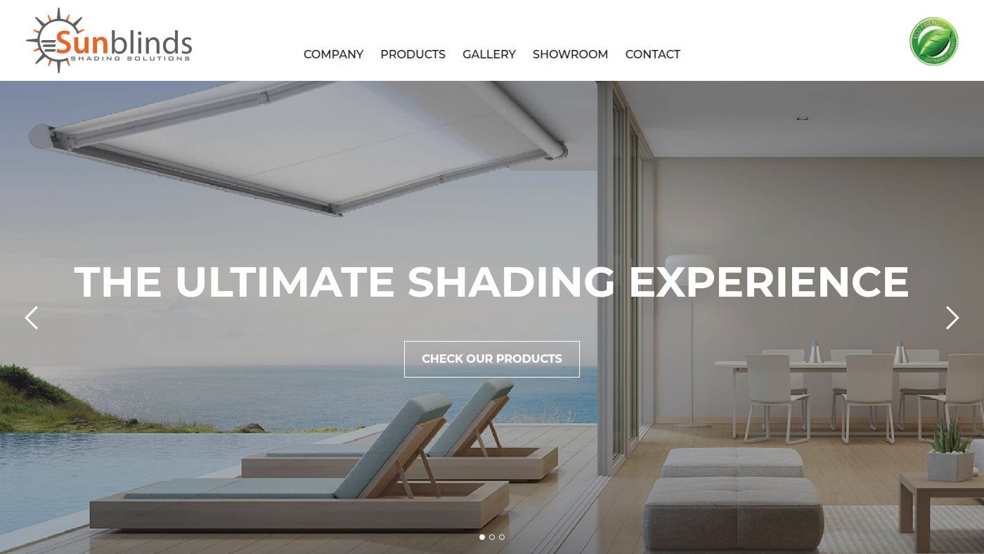 The home page of sunblinds.com.cy