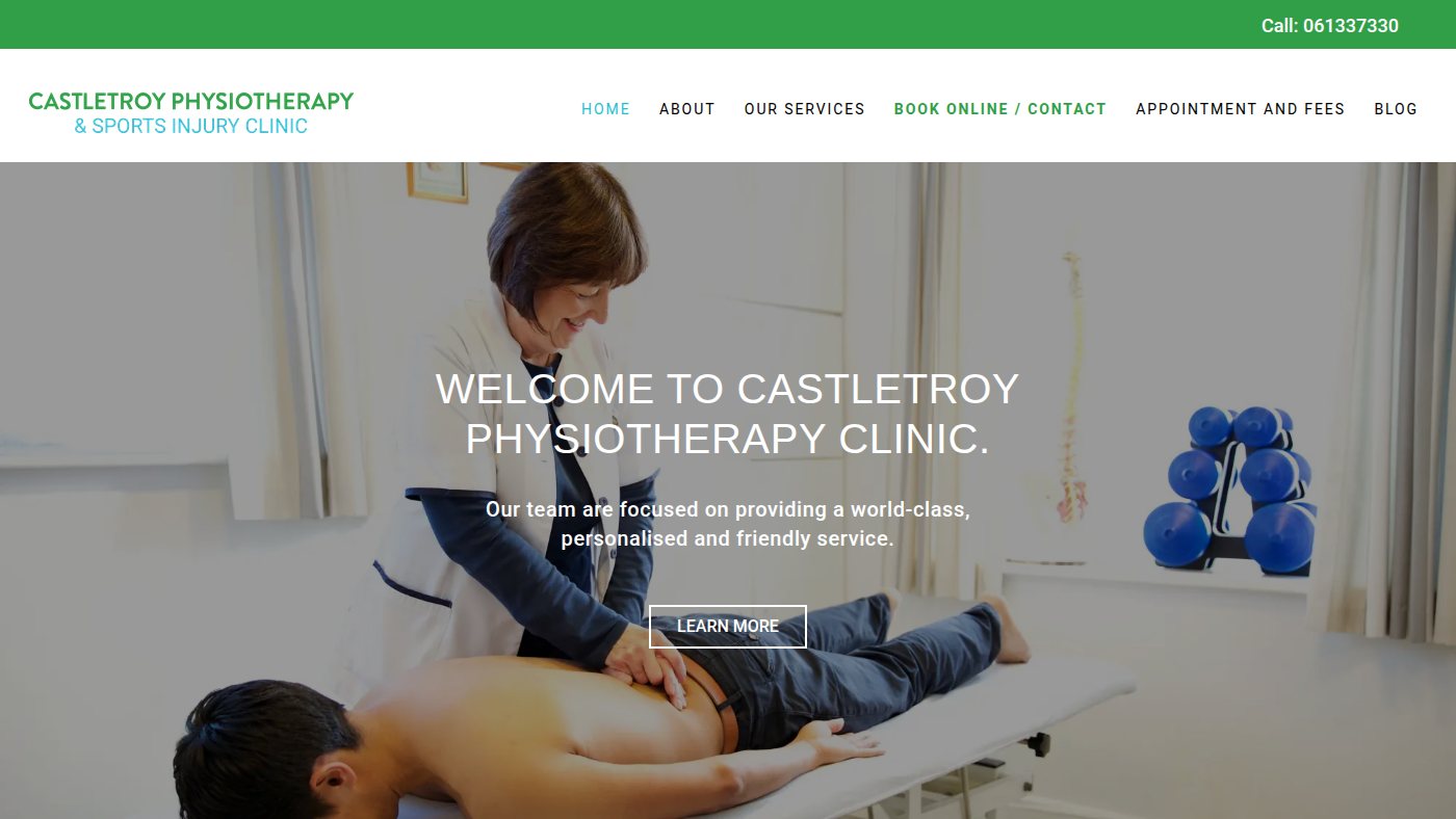 The home page of castletroyphysio.com
