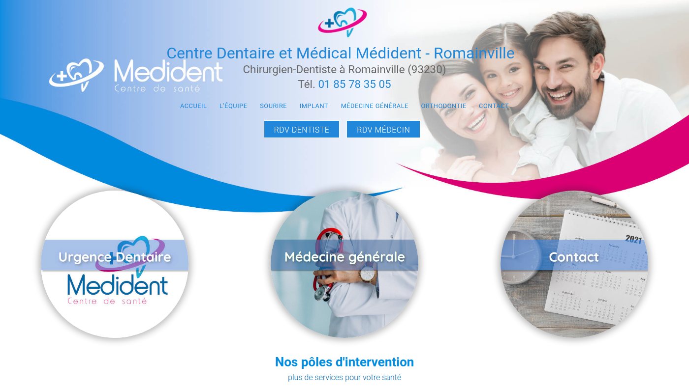 The home page of centre-dentaire-romainville-paddock.fr