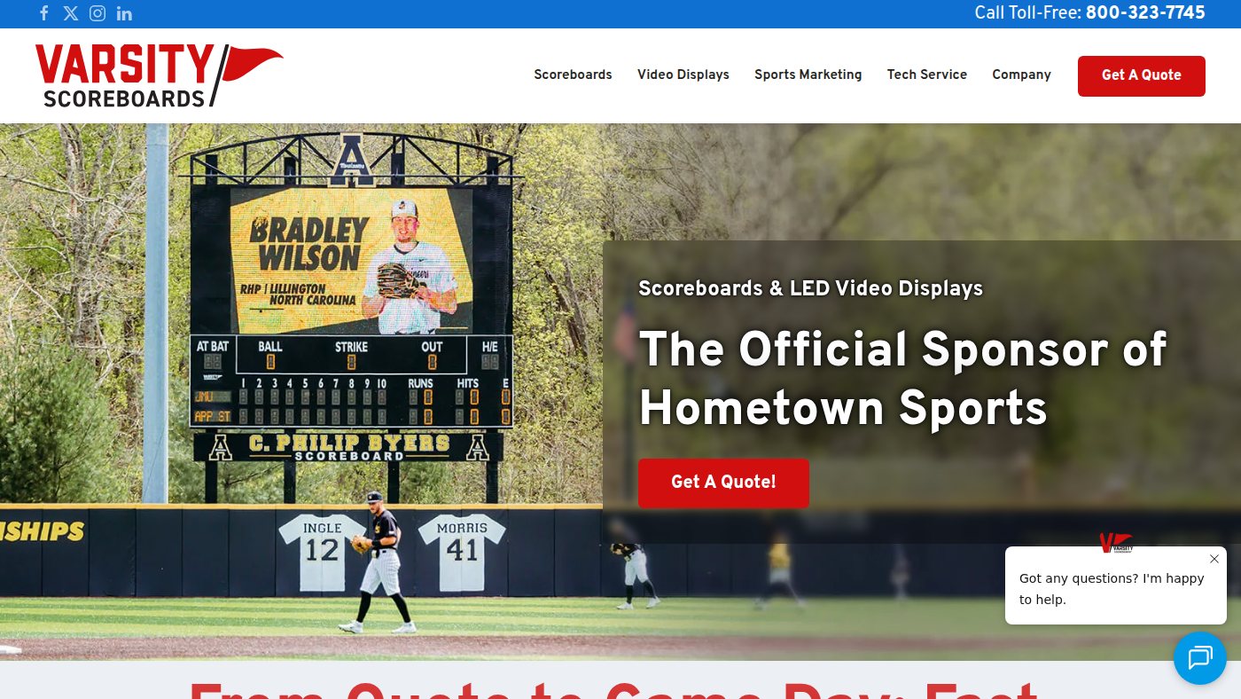 The home page of varsityscoreboards.com