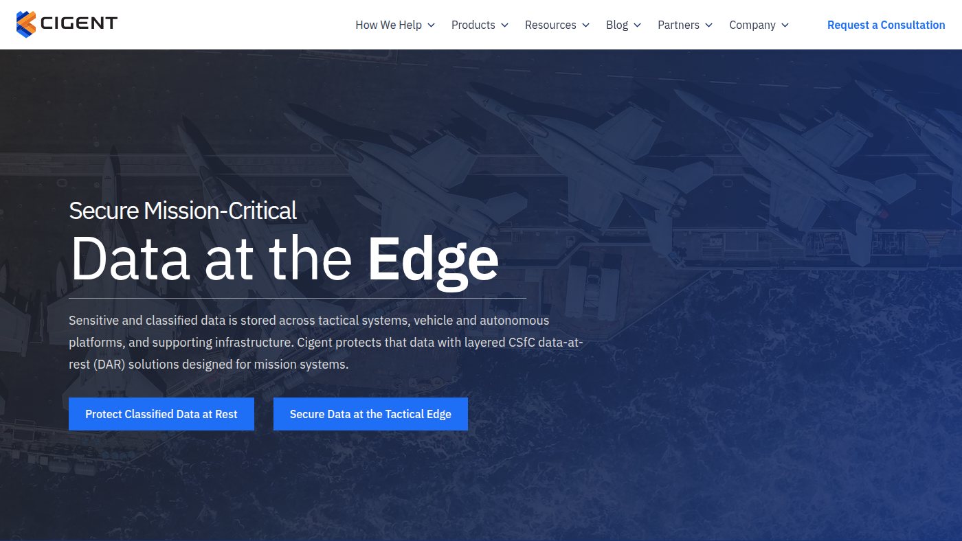The home page of cigent.com